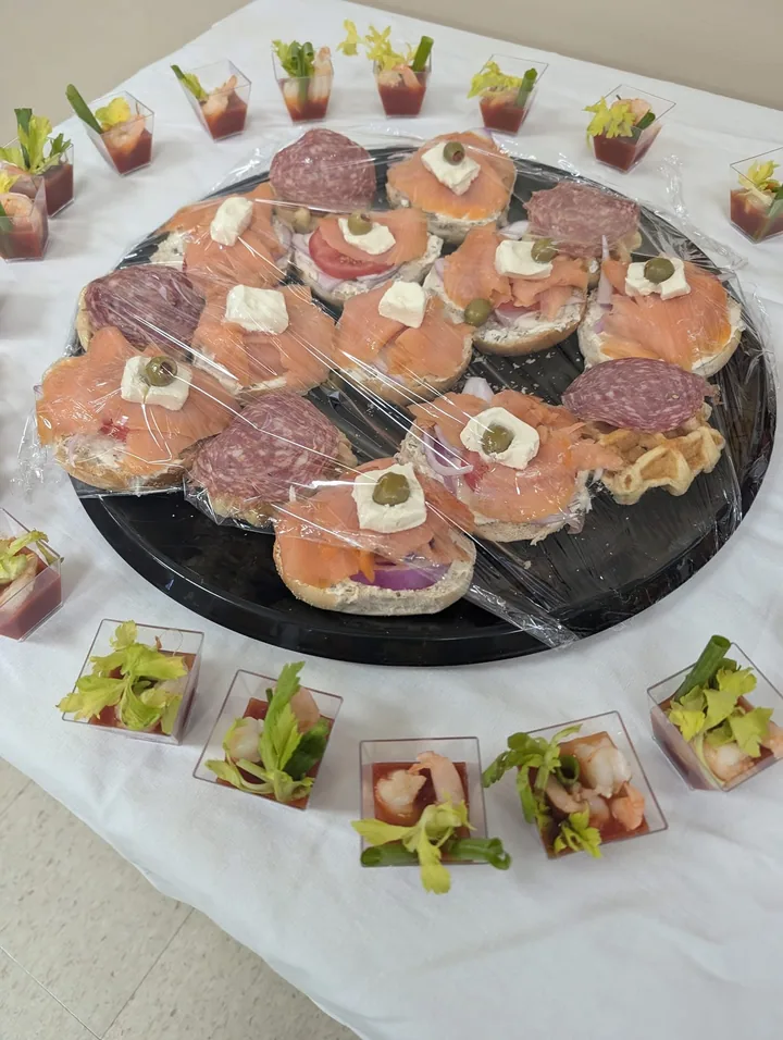 Sweeties Catering salmon and shrimp tray prepared for an event